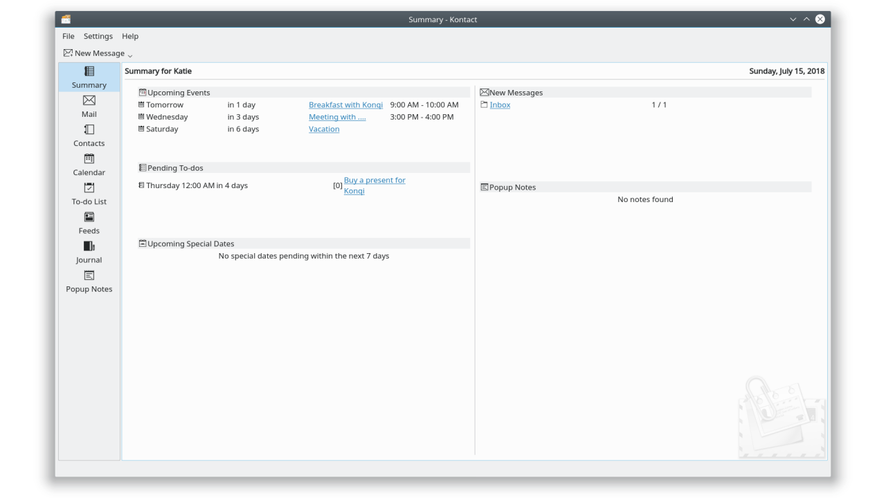 Screenshot of Kontact